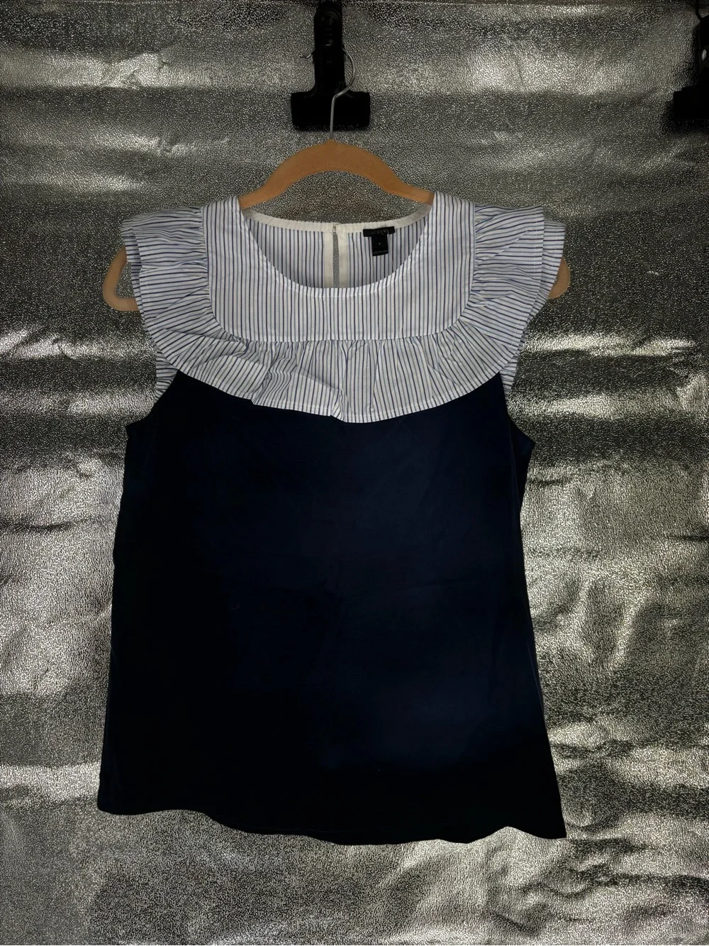 NWT J. Crew Flutter Sleeve Mixed Media Blouse